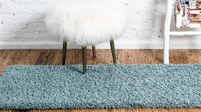 Unique Loom Solid Shag Collection Area Rug (2' 2" x 6' 7" Runner Light Slate Blue)
