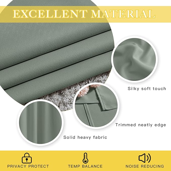 NICETOWN Sage Green Room Divider Curtains 84 inch Length, Grommet Thermal Insulated Blackout Patio Door Curtain Drape Sound Proof for Sliding Glass Door (1 Panel, W80 x L84)