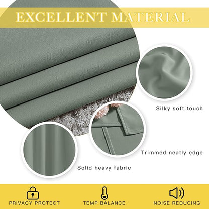 NICETOWN Blackout Sage Green Living Room Divider Curtain for Bedroom, Thermal Insulated Grommet Room Darkening Window Treatment Sound Dampening, W80 x L90, 1 Panel