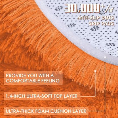 OLANLY 2x3 Machine Washable Small Bedside Rug, Soft Fluffy Shaggy Entryway Throw Rugs for Bedroom, Living Room, Indoor Floor Carpet for Kids Girls and Boys, Nursery Rooms, Home Decor Aesthetic, Orange