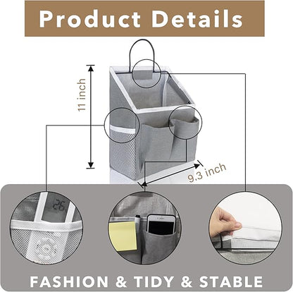 Kanrichu 2pcs Small Wall Hanging Baskets for Organizing, Wall Hanging Storage Bag as Over the Door Organizer, Wall File Organizer, Rv Storage and Organization. For Bedroom, Office, Camper (Gray)