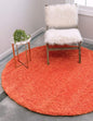 Unique Loom Solid Shag Collection Area Rug (6' 1" Round, Tiger Orange)