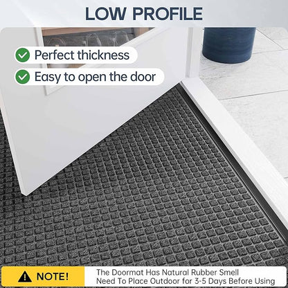 Amyracel Front Door Mat Outdoor Indoor Entrance, 24"x48" All Season Weather Outside Door Mat, Heavy Duty Rubber Backing Doormat for Entryway, Floor Inside Back Door Mats Washable
