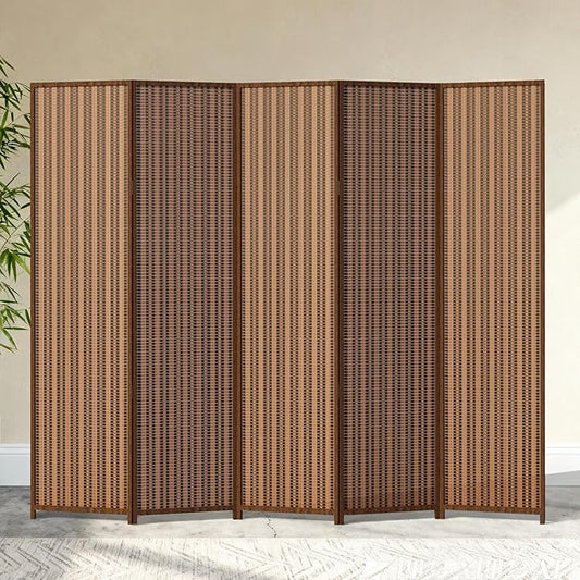 5 Panel Room Divider and Extra Wide Folding Privacy Screen, 79" W x 67" H, Bamboo Room Divider for Room Separation.