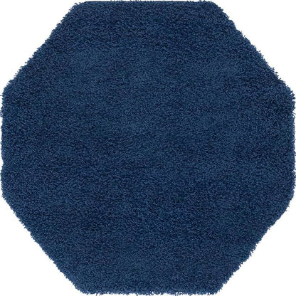 Unique Loom Solid Shag Collection Area Rug (4' Octagon, Sapphire Blue/ Navy Blue)