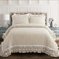 Lush Decor Ella Ruffle Lace Comforter, 3 Piece Set, King, Neutral - Cute Comforter - King Bedding Set - Beige Bedding - Coquette Decor - Beige Lace Trim - Ruffle Trim
