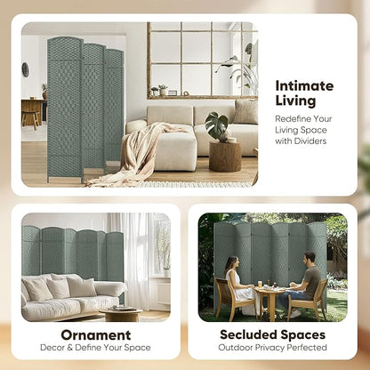 JOSTYLE Room Divider 6 Panel Divider Wall, 6ft Tall Divider for Room Separation, Folding Privacy Screen Panel, Portable Wooden Room Divider Panel, Freestanding Partition Screen, Grey