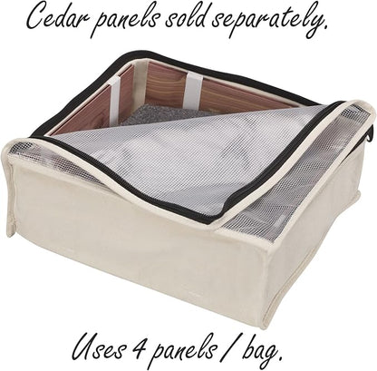 Household Essentials 3321-1 Cedarline Natural Cotton Canvas Zippered Sweater Bag | Storage Bag for Closets and Under the Bed | 2-Pack