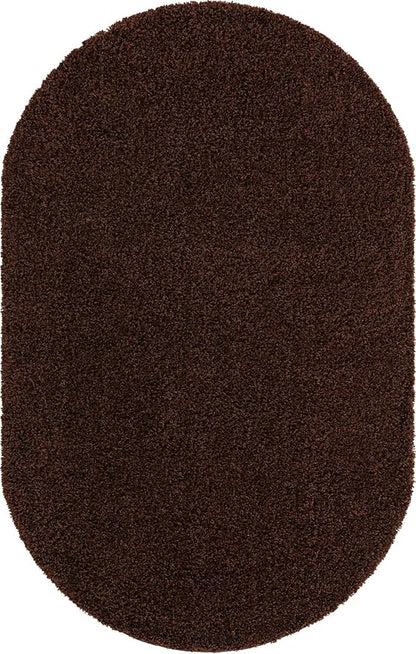 Unique Loom Solid Shag Collection Area Rug (5' 1" x 8' Oval, Chocolate Brown)