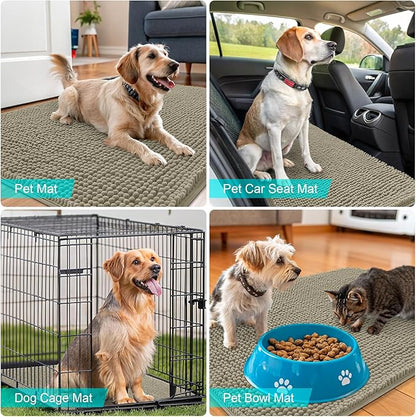 OLANLY Dog Door Mat for Muddy Paws 44x24, Absorbs Moisture and Dirt, Absorbent Non-Slip Washable Doormat, Quick Dry Chenille Mud Mat, Entry Indoor Entryway Carpet for Inside Floor, Warm Taupe