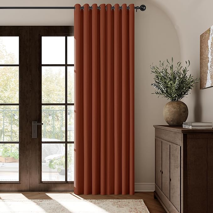 ChrisDowa 100% Blackout Terracotta Solid Curtains 96 Inches Long 2 Panels for Bedroom Living Room,Farmhouse Room Darkening Thermal Insulated Soundproof Grommet Top Window Treatment Drapes,52x96
