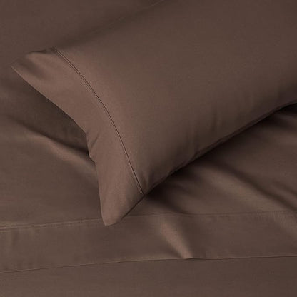 Amazon Basics Lightweight Super Soft Easy Care Wrinkle Free Microfiber 3 Piece Bed Sheet Set with 14-Inch Deep Pockets, Twin, Chocolate, Solid, Kids, Men & Women Bedding (Pack of 4)