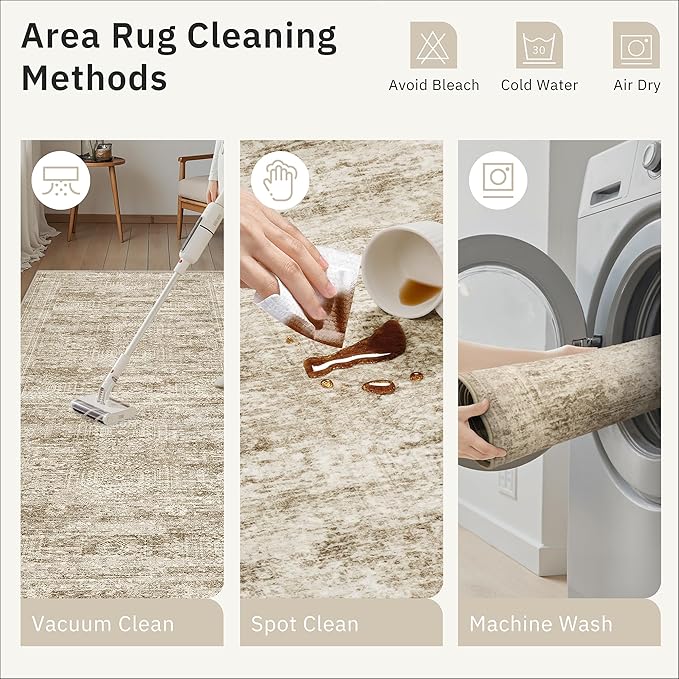 Runner Rug 2'x10' Washable Non-Slip Runner Rugs for Kitchen Bathroom Laundry Room Brown Vintage Floor Carpet Runners for Hallway Entryway