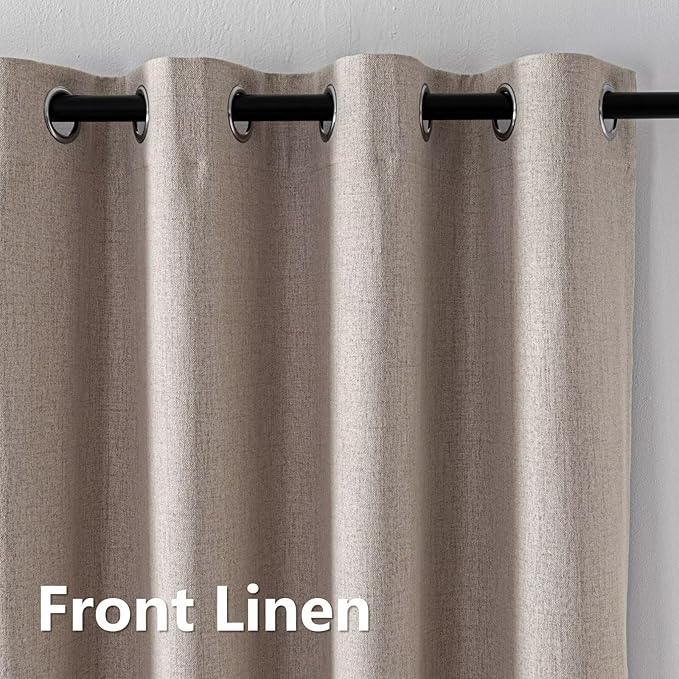 100% Blackout Curtains 90 Inch Length 2 Panels Set, Black Out Curtains for Living Room, Beige Thermal Insulated Grommet Drapes Bedroom Luxury Decor Privacy(37W × 90L inch, Beige)
