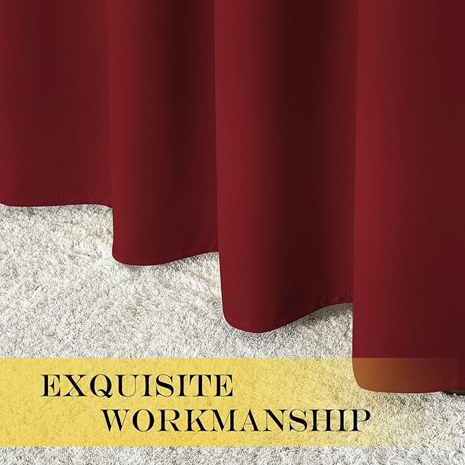 NICETOWN Blackout Blinds for Sliding Door - Indoor Slider Curtains for Patio, Wide Width Drapes for Living Room (Burgundy Red, 100 inches Wide x84 Long)