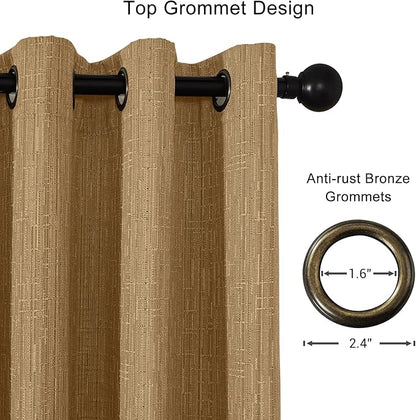 Extra Long Linen Curtains 120 inch Length 2 Panels Thick Faux Linen Blended Window Drapes Burlap Textured Curtains with Grommet for Living Room Farmhouse 10ft (52x120 Light Coffee) Natural