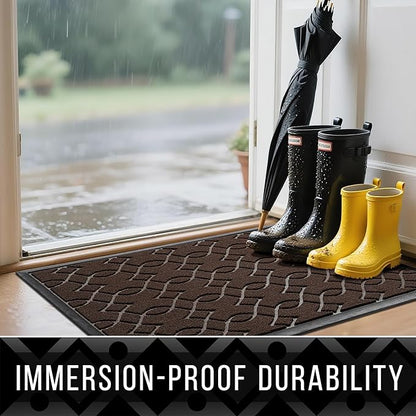 Yimobra Extra Large Door Mat 60x36, All-Season Waterproof Doormat Outdoor Entrance, Heavy Duty Non-Slip Outside Door Mat for Garage Patio Proch Entryway Indoor, Easy Clean, Coffee
