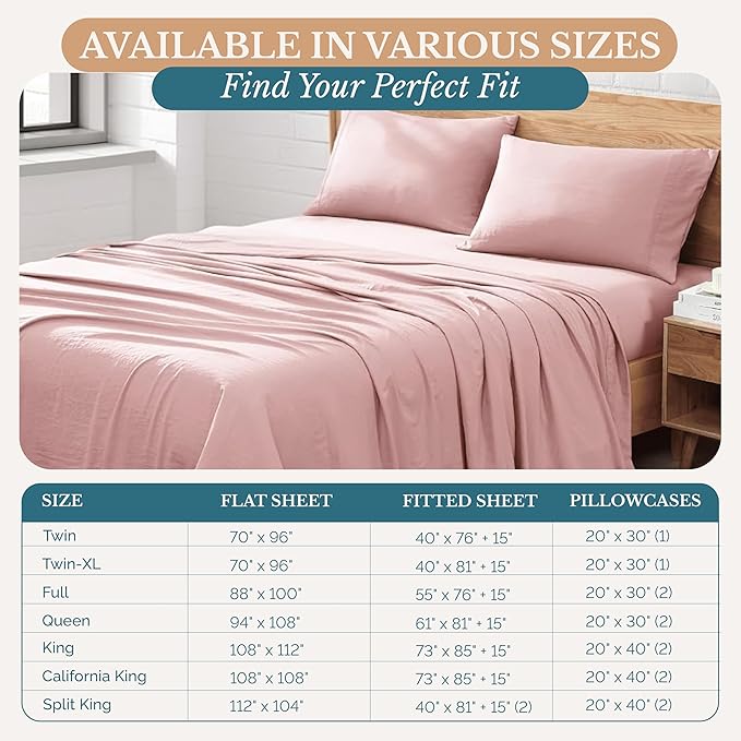 Casa Platino Queen Sheet Set, 4 Piece Pre-Washed Bed Sheets for Queen Size Bed, Ultra Soft Brushed Microfiber Sheets, Deep Pocket up to 15", Hotel Luxury Bedding, Fade Resistant & Cozy – Sepia Rose
