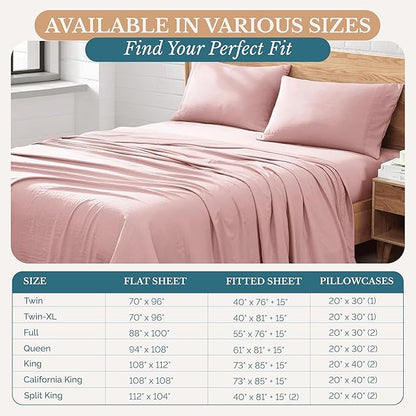 Casa Platino Bedding Sheets & Pillowcases – King Size Sheet Set, Pre-Washed Ultra Soft Cooling Bed Sheets, 4 Piece Hydro-Brushed Microfiber Set, Cozy Fit, Deep Pocket King Sheets - Sepia Rose