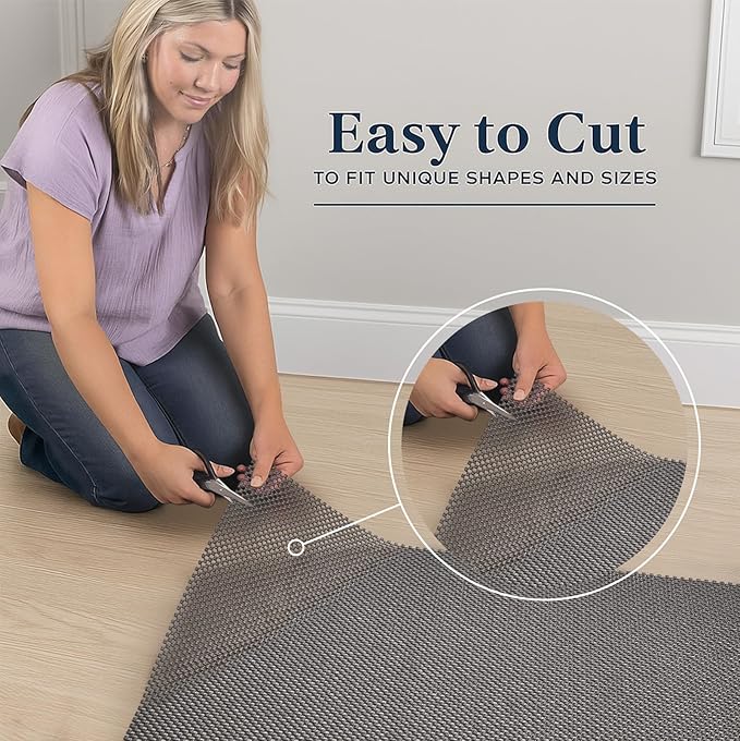 Veken 9x12 Ft Rug Pad Gripper for Hardwood Floors, Non Slip Dark Grey Rug Pads for Area Rugs, Thick Rug Grippers for Tile Floors, Under Carpet Anti Skid Mat, Keep Your Rugs Safe and in Place