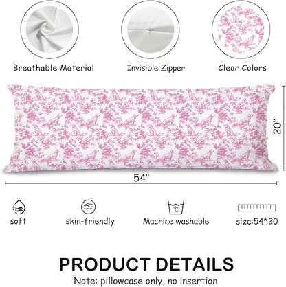 Pink Chinoiserie Golden Retriever Dog 20x54 Body Pillow Cover with Zipper,Golden Retriever Decor,Grandmillennial Pink Dog Decorative Body Pillow Cases for Bed Couch