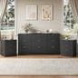 9 Drawer Black Dresser & Nightstand Set 3-Piece - 63” Long Fluted Dresser Set Night Stand Set of 2 with Metal Handle, Modern Wood Chest of Drawers Storage Dressers Set for Bedroom, Black