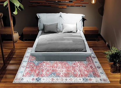 Bloom Rugs Washable Non-Slip 9' x 12' Rug - Red/Blue Traditional Area Rug for Living Room, Bedroom, Dining Room, and Kitchen - Exact Size: 9' x 12'