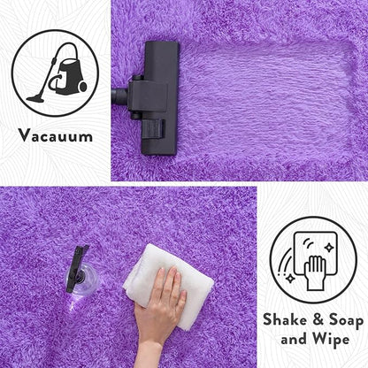 Fluffy Rugs for Living Room 6x9, Large Purple Shag Rug for Bedroom Girls Kids Playroom, Non-Slip Indoor Floor Carpet, Soft Fuzzy Shaggy Rug for Home Decor Aesthetic