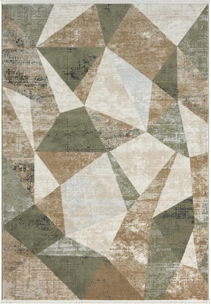 Abani Savoy Collection Area Rug - Green and Cream Geometric Design - 7'9"'x10'2 -Easy to Clean - Durable for Kids and Pets - Non-Shedding - Medium Pile - Soft Feel -for Living Room, Bedroom & Office