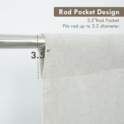 DriftAway Double Layer Linen Blackout Tie Up Curtains Thermal Insulated Fully Lined Balloon Roman Shade Bathroom Window Adjustable Rod Pocket for Small Window 25 Inch by 47 Inch Light Linen