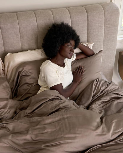 Cozy Earth Luxury Bed Sheet Set - 100% Viscose from Bamboo Fabric, Ultra-Soft & Breathable, Fits Regular & Deep Pocket Mattresses up to 20" - 4 Pieces Queen Sheet Set Walnut