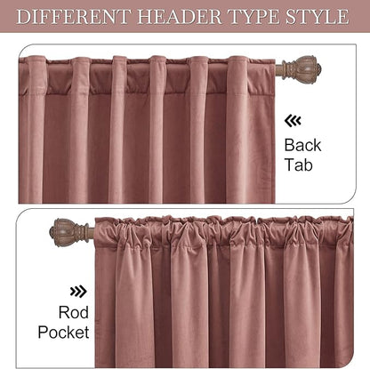 RYB HOME Wild Rose Velvet Curtains 102 inches, Back Tab Soft Fabric Room Darkening Thermal Insulated Luxurious Home Decor Curtains for Living Room Bedroom, W 52" x L 102", 2 Panels Set