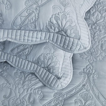CHIXIN Microfiber Standard Pillow Shams Set of 2 - Quilted Decorative Pillow Covers - Light Grey - Size (20" x 26")