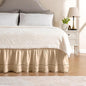 MIYE Wrap Around Ruffled Lace Bed Skirt, Elastic Dust Ruffle with Adjustable Belts, Easy to Put On, Bed Frame Cover, Machine Washable (Floral Lace/Beige, Full/Twin-12.5" Drop)