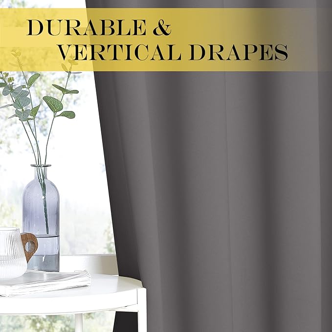 NICETOWN Blackout Curtain Drape for Bedroom - Grommet Noise Reducing Thermal Insulated Solid Room Darkening Window Treatment for Doorway/Kids Room (1 Panel, 66 x 66 Inch, Gray)