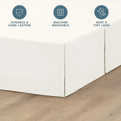 Bare Home California King Bed Skirt - 15-Inch Tailored Drop Easy Fit - Bed Skirt for Cal King Beds - Center & Corner Pleats (Cal King, Cream)