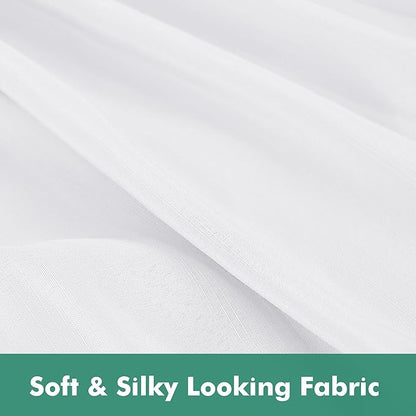 Biscaynebay Wrap Around Bed Skirts with Split Corners for Queen Beds 12" Drop, White Adjustable Elastic Dust Ruffles Easy Fit Wrinkle & Fade Resistant Silky Luxurious Fabric Machine Washable