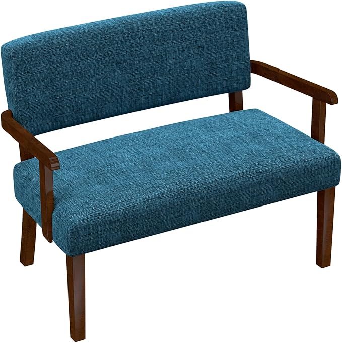 Accent Chair 2 Seat, Arm Chairs with Soft Seat and Armrests for Living Room, Love seat for Dining, Reading, and Waiting Rooms (Blue)