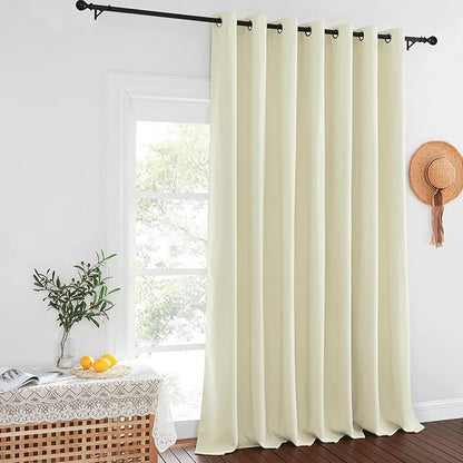 NICETOWN Sliding Door Curtains 108 inches Long for Bedroom, Blackout Patio Door Thermal Curtains Privacy Room Divider Window Treatment for Bedroom/Living Room (1 Panel, Beige, W100 x L108)