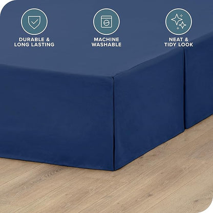 Bare Home Kids Twin Bed Skirt - 15-Inch Tailored Drop Easy Fit - Bed Skirt for Beds - Center & Corner Pleats (Twin, Dark Blue)