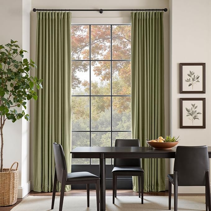 Lazzzy Velvet Blackout Curtains Thermal Insulated Room Window Drapes Super Soft Luxury Curtains for Living Room Bedroom Rod Pocket 2 Panels, Olive Sage, 62" W x 84" L