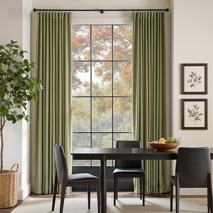 Lazzzy Green Velvet Curtains 84 Inch Long Blackout Thermal Insulated Room Darkening Lined Curtain Drapes Luxury Back Tab Window Treatments for Bedroom Living Room 2 Panels, 52 x 84 Inch, Olive Sage
