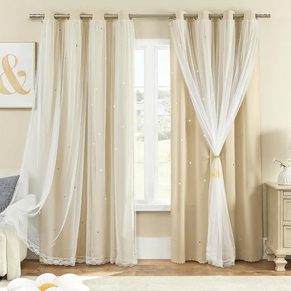 XiDi Curtains for Bedroom Decor Beige52/84/1