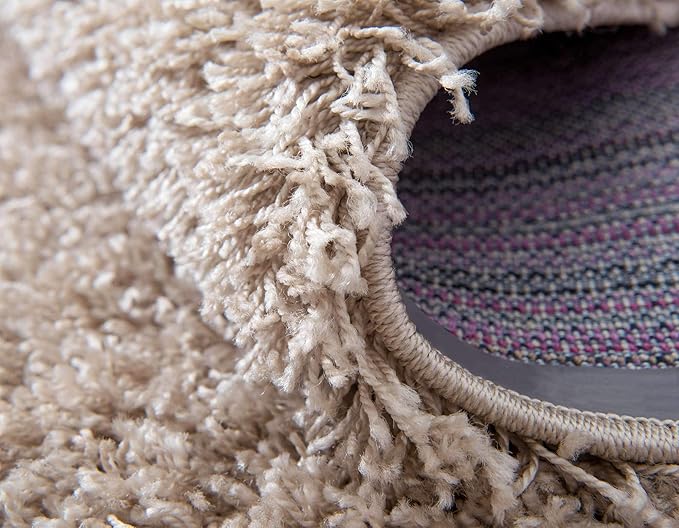 Unique Loom Solid Shag Collection Area Rug (9' x 12' Rectangle, Taupe)