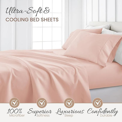 Linen Market 3 Piece Twin Bedding Sheet Set (Pink Hearts) - Sleep Better Than Ever with These Ultra-Soft & Cooling Bed Sheets for Your Twin Size Bed - Deep Pocket Fits 16" Mattress