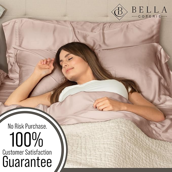Bella Coterie Luxury Bamboo Viscose Twin XL Size Sheet Set | 100% Organically Grown | Ultra Soft | Cooling for Hot Sleepers | 18" Deep Pocket [Dusty Rose]