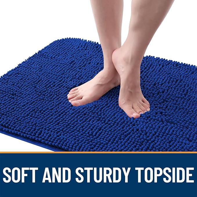 OLANLY Dog Door Mat for Muddy Paws 54x32, Absorbs Moisture and Dirt, Absorbent Non-Slip Washable Doormat, Quick Dry Chenille Mud Mat for Dogs, Entry Indoor Entryway Carpet for Inside Floor, Royal Blue