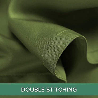 Pure Bamboo Split King Sheets, Genuine 100% Organic Viscose Derived from Bamboo Bed Sheet Set, Soft & Cooling, Double Stitching, 2 Fitted Sheets (Split King, Pesto)