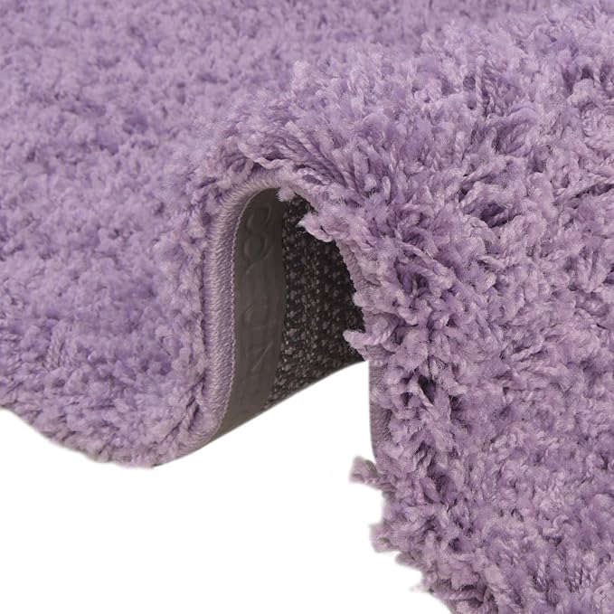Unique Loom Solid Shag Collection Area Rug (3' 3" x 5' 3" Oval, Lilac)