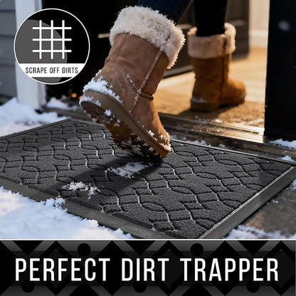 Yimobra Large Door Mat 47x32, All-Season Waterproof Doormat Outdoor Entrance, Heavy Duty Non-Slip Outside Door Mat for Garage Patio Proch Entryway Indoor, Easy Clean, Black Gray